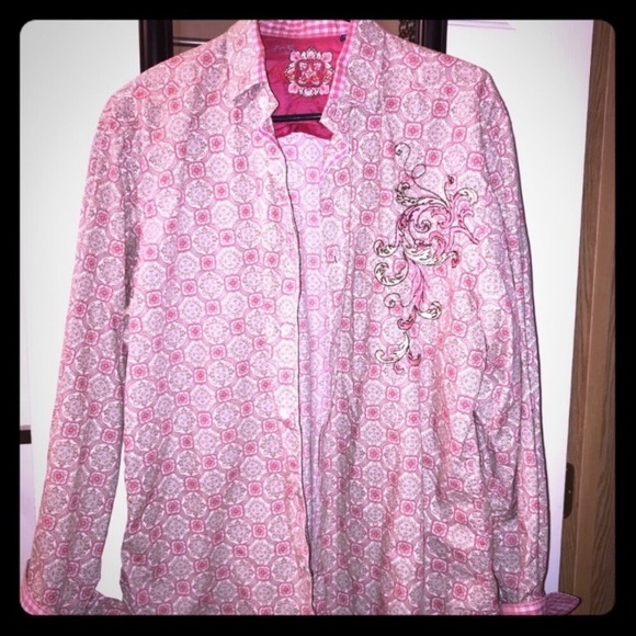 Robert Graham Other - Robert graham men’s beige pink button down top
